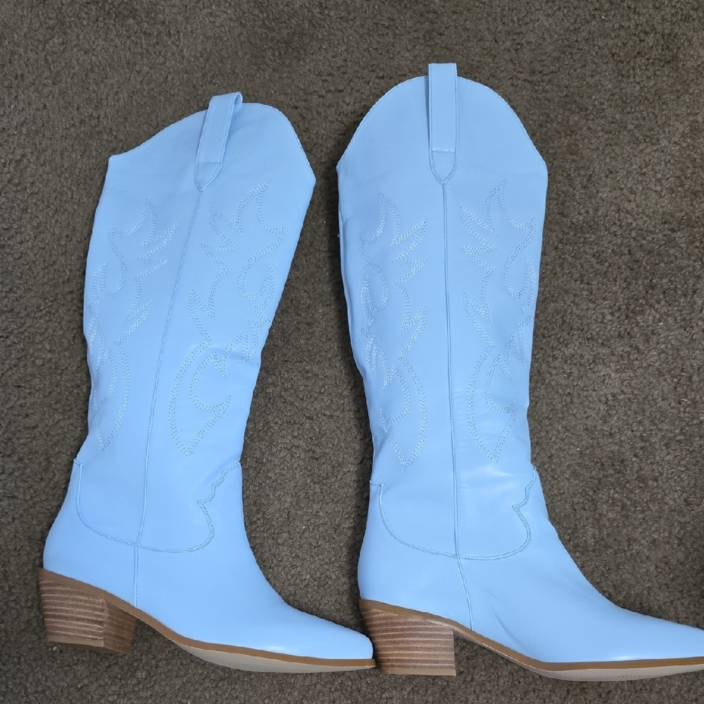 Women's Blue Western Boots - Picture 2 of 7